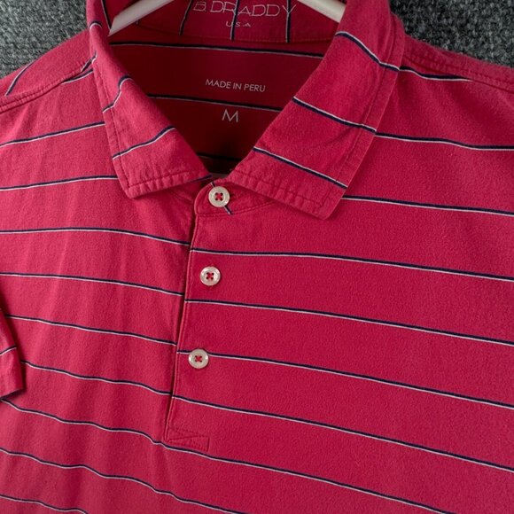 B. Draddy Men Short Sleeve Polo Shirt Striped Adult Stretch Medium Red Blue - Picture 8 of 12
